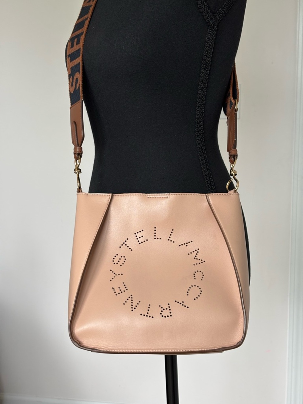 Stella McCartney Blush Pink Perforated Logo Crossbody Bag